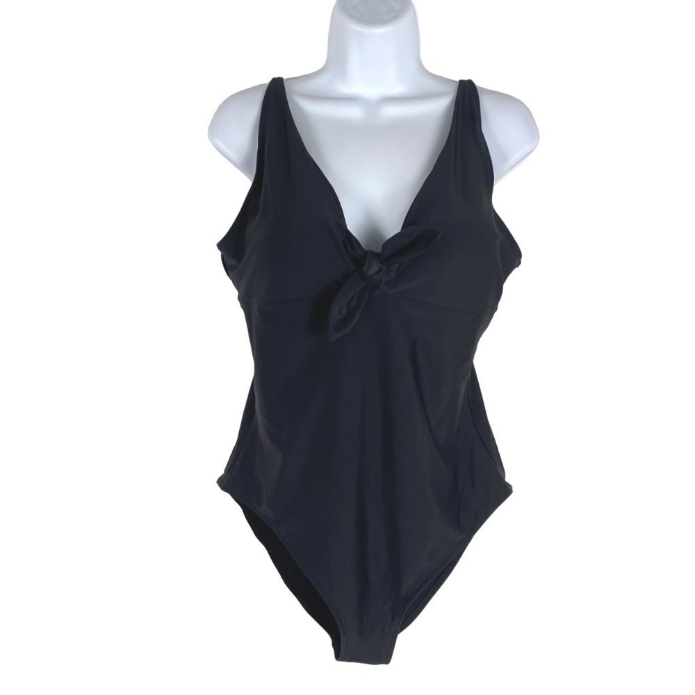 Summersalt One Piece Swimsuit Women's Size 12 Black Tie Front Solid SW-1801